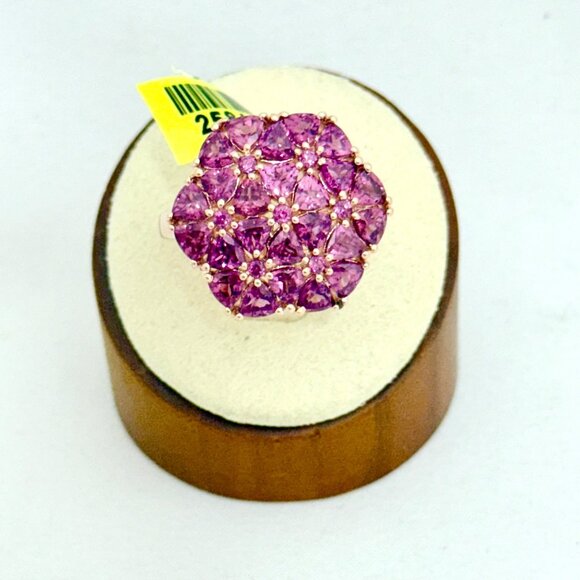 Rhodolite Garnet Cluster Ring in Rose Gold Over Sterling - New- Size 10 - Picture 3 of 10